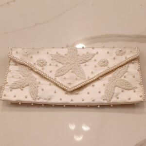 Elegant Vintage Richere White Beaded Clutch Made in Japan